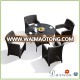 Outdoor Round Table with Umbrella Hole and Rattan Dining Chair SV-2702